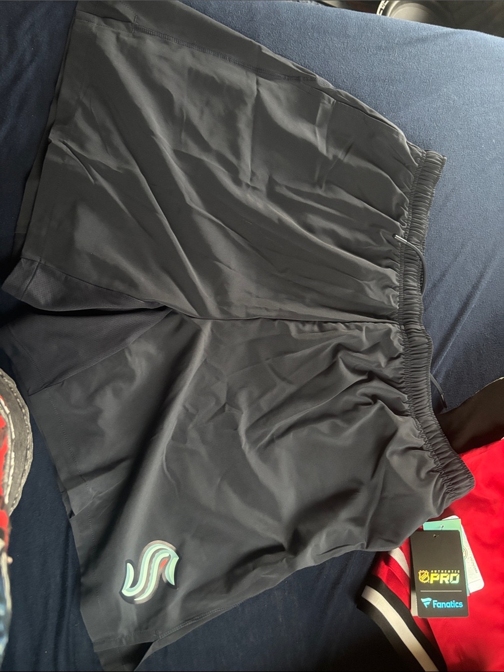 Fanatics Black Athletic Shorts with Mint Accent